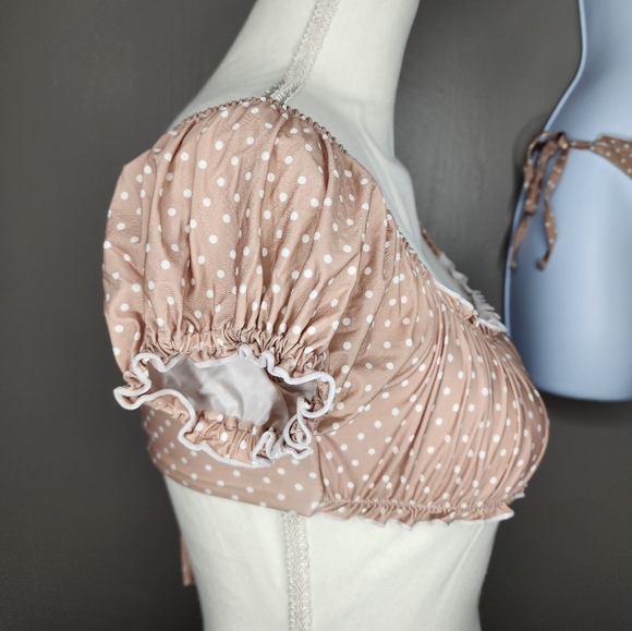 B SWIM Elizabeth Turner Polka Dot Short Sleeve Harper Bralette Bikini.Sz: XS - Picture 7 of 13